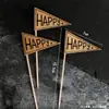 Decoración para hornear pasteles Tira cuadrada de papel Kraft Bandera de esquina cuadrada Marco de bendición Tarjeta para pastel Enchufe para mesa de postres Adorno