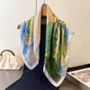 Bufanda Cuadrada Única con Estampado de Flor de Loto, Seda Sintética, Versátil y de Alta Gama, Pañuelo para el Cuello, Pañuelo para la Cabeza, Pañuelo de Seda, Bufanda