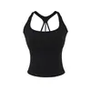Camisola sexy estilo americano com costas nadador para mulheres, com bojos embutidos, corte justo, que valoriza a silhueta, top curto com costas abertas