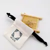 Bolsa de lona artística con cordón de 8 pulgadas en stock, bolsa de lona en blanco para graffiti, bolsa publicitaria para instituciones de formación, personalizable con diseños impresos