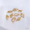 Accesorios Chapados en Oro de 14K que Conservan el Color Colgante de Hoja Estéreo Calada Colgante de Joyería para Pulsera Hecha a Mano Pendientes