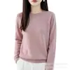 Nuevo suéter de punto para mujer de moda otoño e invierno con bordes enrollados, cuello redondo, corte holgado, mangas largas caladas, elegante prenda básica