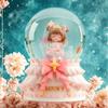 Caja de Música Bola de Cristal Congelada de Unicornio Nieve Moca Niña Adornos de Escritorio para el Hogar Regalo
