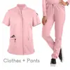 Bordado de Ropa de Trabajo Personalizada Tela de Poliéster y Spandex Impresión Cepillo Mano Ropa Transfronteriza Hospital Enfermera Ropa de Lavado de Manos Personalización de Lotes Pequeños