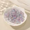Color Melocotón Bebé Galvanizado Iridiscente Cuentas Sueltas Material de Resina Cuentas Redondas de 16 mm Cadena para Teléfono Accesorios para Manualidades con Cuentas Materiales