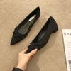Zapatos de Gamuza con Tacón Grueso, Corte Bajo Estilo Francés y Punta Fina para Mujer, Nuevo Modelo 2026, Suela Suave, Versátiles, Adecuados para Combinar con Faldas, para el Trabajo y para Vestir de Noche