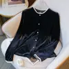 Camisa Larga de Terciopelo Negro Estilo Francés, Nuevo Modelo Primavera 2026, Moda de Alta Gama, Top Elegante y Único con Adorno de Encaje