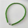 Collar de Cuentas Color Esmeralda Calcedonia para Mujer Cadena Clavícula Ágata Verde a la Moda Hebilla Cordón Dorado Estilo Chino Nuevo