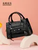 Bolso de Motocicleta Transfronterizo Nuevo de Panza de Cocodrilo, Piel de Cocodrilo Genuina, Bolso de Mano de Moda y Versátil para Mujer, Bolso de Hombro de Moda