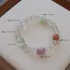 Pulseira de Cristal Multi-Precioso Natural para Mulheres, Contas Atratoras de Riqueza e Viradoras de Sorte, Cristal Amarelo, Fluorita, Pedra do Sol, Pulseira de Kunzita