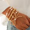 Pulseira Simples de Pérolas com Laço Ins, Conjunto de Pulseiras Empilhadas de Metal com Tubo Curvo da Moda para Mulheres