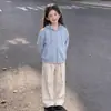 Conjunto de Dos Piezas para Niñas de Edad Media y Grandes, Estilo Nuevo para Primavera y Otoño, Sudadera con Capucha y Cremallera, Top con Sentido del Diseño, Pantalones Casuales, Pantalones de Pierna Ancha