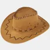 Chapéu de Cowboy Ocidental para Viagem ao Ar Livre Lazer Chapéu de Sol Masculino e Feminino Camurça Sintética Proteção Solar de Verão Chapéu de Cavaleiro Fresco