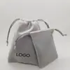 Bolsas de Veludo com Bolso em Estoque para Atacado, Sacos de Armazenamento de Veludo Cinza, Sacos para Embalagem de Joias e Cosméticos