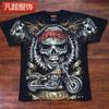 Camiseta de manga corta con personalidad transfronteriza, diseño de calavera para hombre, moda con estampado 3D, tendencia rockera, estilo nuevo, fino y combinable.