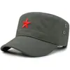 Chapéu Primavera e Verão Bordado de Estrela Verde Militar Moda Masculina Chapéu de Sol Boné Plano Boné Chapéu de Algodão Boné de Beisebol