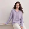 Suéter com chapéu estilo novo caxemira outono e inverno feminino folgado casual gola redonda top de tricô vintage