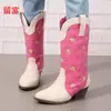LiuFu 2026 Otoño/Invierno Nuevas Botas Largas de Talla Grande para Comercio Exterior WISH Amazon Botas de Cuero a Media Pantorrilla para Mujer Europeas y Americanas