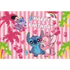 Tela de Fondo de Cumpleaños de Stitch Suministros de Decoración para Fiesta de Cumpleaños Diseño del Lugar Banner de Tela de Poliéster de Stitch