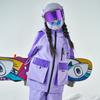 Profissional Infantil Exterior Refletivo Destaque Roxo Claro Orelha de Coelho Corta-vento Quente Roupa de Esqui Moda Com Capuz Impermeável Respirável