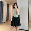 Saia de Bolo Branca Evasê de Tencel Inteligente e Divertida Shorts Culotte Curtos de Cintura Alta Estilo Verão Feminino D0417B