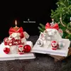 Decoración para Pastel Árbol de Navidad 2025 con Deseos, Figura Tridimensional de Santa Claus, Vela de Estrella de Cinco Puntas, Lazo, Adorno para Insertar