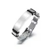 Pulsera de Moda de Joyería Transfronteriza con Correa de Malla de Acero Inoxidable Metálico Placa Curva Grabada Pulseras de Pareja para Hombres y Mujeres