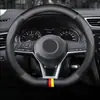 Cubierta de volante con patrón de fibra de carbono mate transfronteriza para coche, universal cuatro estaciones, antideslizante, resistente al desgaste, cosida a mano, absorbente de sudor, interior con joyas