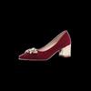 Zapatos de novia nuevos de primavera y otoño 2024, zapatos de tacón alto de moda con punta puntiaguda y tacón grueso con hebilla de boca baja, zapatos de boda de una sola capa para mujer