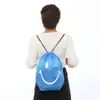Paquete de tela de poliéster 210D con bolsillo, bolsa de nailon con cordón, mochila con cordón, paquete de mochila con estampado de bolsillo