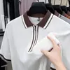 [Pedidos de Comércio Exterior] Novo Estilo Verão 2026 Luxo Leve Camisa Polo Masculina de Negócios Manga Curta com Meio Zíper Camiseta Jacquard