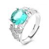 Anillo de Diamante Azul Para Imitación de 5 Quilates Estilo Elegante de Socialité Moda Estrella de Diamante Color Estrella del Cielo Anillo de Circón
