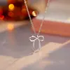 Colar com Pingente de Laço Simples Luochen Estilo Delicado Feminino Design de Nicho Corrente de Clavícula Doce Fashionável Exquisito