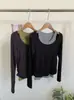 Camiseta de Manga Larga Falsa de Dos Piezas para Mujer, Comercio Exterior de Exportación Original, Nuevo Top Ajustado para Primavera y Otoño 2025