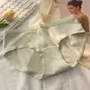 Calcinha Feminina de Cintura Média para Meninas, Estilo Ins Minimalista, Cor Sólida, Seda de Leite com Toque de Algodão, Respirável, Antibacteriana na Virilha, 10A