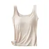 Camisola Cuadrada de Hilo para Mujer con Almohadilla Integrada en el Pecho Base Interior Anti-deslizamiento Talla Grande Algodón Modal Mujer