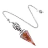 Colgante de Péndulo de Cristal Transfronterizo Fabricante Directo Péndulo de Frecuencia Ajustable Yoga Piedra Semipreciosa Natural Cónico Tallado Retro