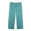Venta al por mayor para comercio exterior 2026 Moda europea y americana casual top de rayas ajustado anudado + conjunto de pantalones largos para mujer B56331