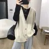 Cardigan feminino de outono e inverno, emagrecedor, soltinho, de comprimento médio, top de malha sem mangas com um design estiloso