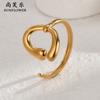 Nuevos productos transfronterizos moda irregular simple acero de titanio anillo abierto oro de 14 quilates lujo ligero diseño nicho joyería al por mayor