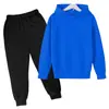 Conjunto de Sudadera con Capucha y Forro Polar Liso de Color Sólido para Niños de Comercio Exterior Otoño e Invierno Versión Blanca Ropa para Niños Conjunto de Dos Piezas Venta al por Mayor de Fabricante