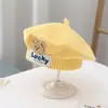 Chapéu de Pintor de Lã Tricotado Chapéu de Princesa Moderno Estilo Estrangeiro Boina Infantil Outono e Inverno Estilo Coreano Urso Menino Bebê
