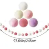 Guirnalda de decoración para fiesta de cumpleaños de niña, cadena de pompones DIY, cadena de bolas de colores, decoración del hogar estilo nórdico para la habitación de una niña
