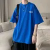 Camiseta de manga corta para hombre, estilo americano, de verano, con diseño moderno y de estilo nicho, combinable con todo, estilo Hong Kong, color liso, marca de moda para hombre.