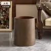 Cesta de Papel Estilo Chino al por Mayor Fabricante Retro Imitación Madera Doble Cubo de Basura Set para Uso Doméstico Nuevo Gran Capacidad para Sala de Estar y Cocina