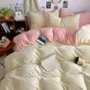 Juego de Cuatro Piezas de Terciopelo de Leche de Alta Densidad, Estilo Ins Sábana Plana y Sábana Ajustable de Terciopelo para Bebé de Doble Color, Engrosado y Cálido para Otoño e Invierno