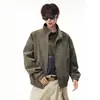 Chaqueta de Motociclista de Cuero PU con Cuello Alto Desestructurado Americana para Hombre Otoño Nueva Llegada Marca de Tendencia Alto Diseño Streetwear Rudo Fresco Chaqueta de Cuero Ropa de Abrigo