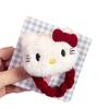 Diadema de gato de peluche de dibujos animados con lazo rojo bonito, horquilla para el pelo, flequillo con clip lateral