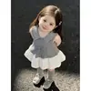 Saia Bufante de Verão para Meninas Novo Vestido Fofo Infantil Colete Vestido Doce de Flor Bebê Roupa Infantil
