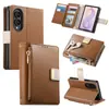 Funda de cuero adecuada para el teléfono plegable tipo flip ancho Samsung ZFold8 con cremallera, ranura para tarjetas, soporte y almacenamiento para teléfono Galaxy
